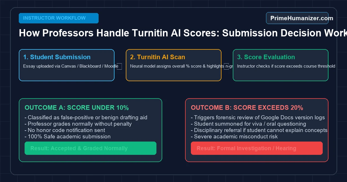 How professors handle Turnitin AI scores submission decision workflow flowchart