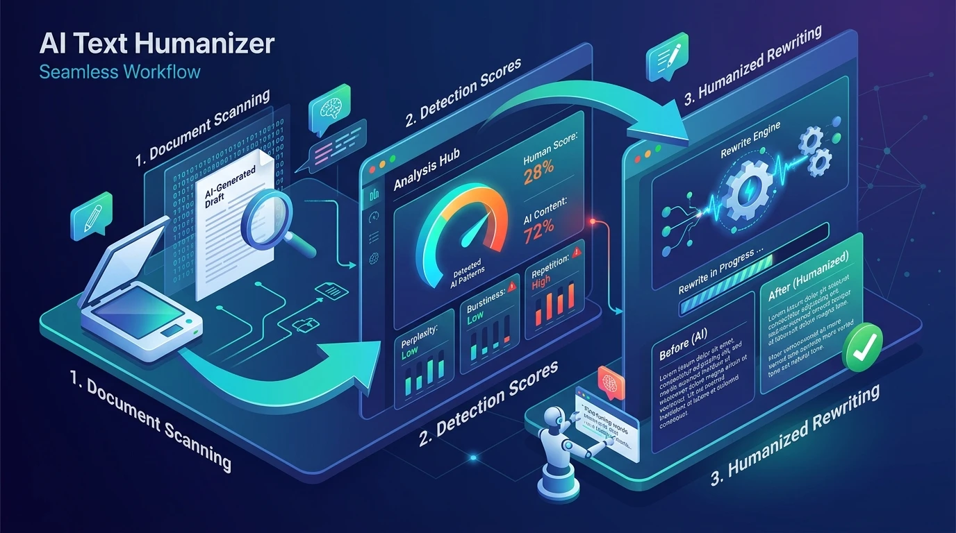 AI-Text-Humanizer.com Software Analysis and Detection Score Workflow